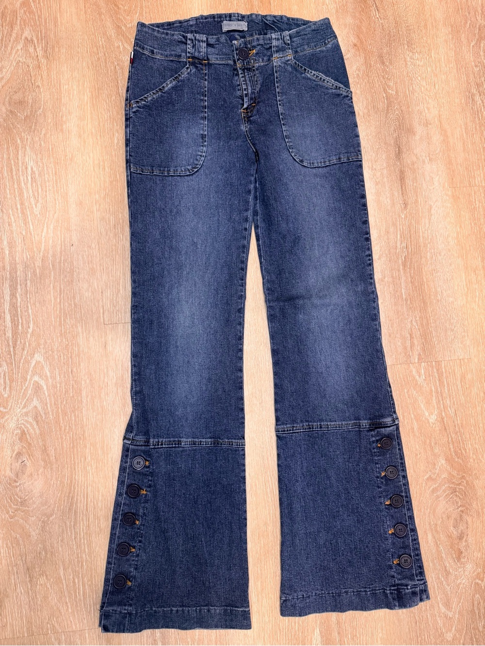Tommy Hilfiger Y2K Dark Blue Wide Leg Button Detail Jeans